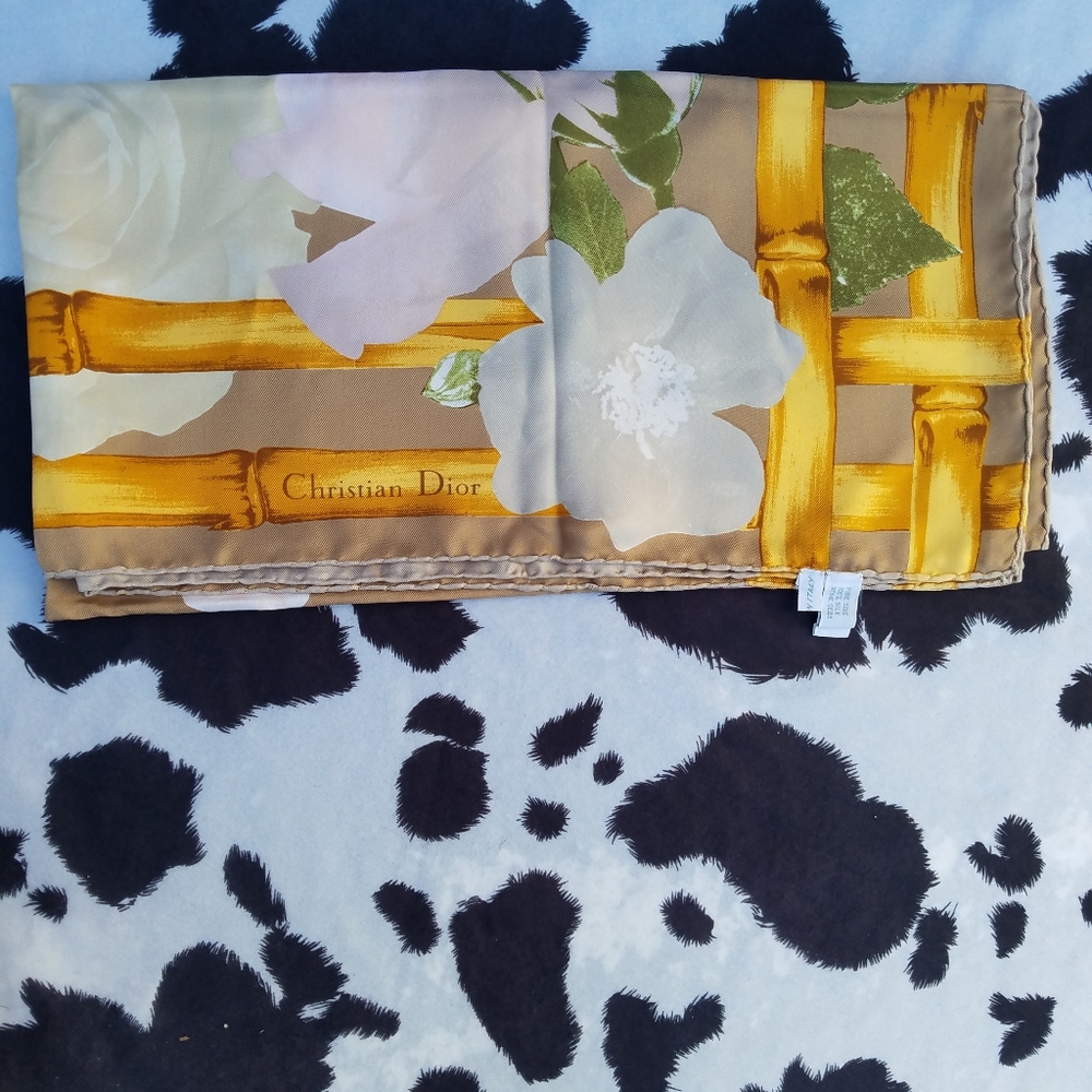 Christian Dior Bamboo Floral Square Scarf
